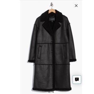 BCBGeneration Faux Shearling and Teddy Lined Car Coat size L black BNWT